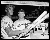 Mickey Mantle Ernie Banks 8X10 Photo - Autographed 1956 Yankees Cubs - 1867
