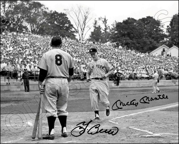 Mickey Mantle Yogi Berra 8X10 Photo - Autographed 1954 Yankees Hall Of Fame Game - 1873