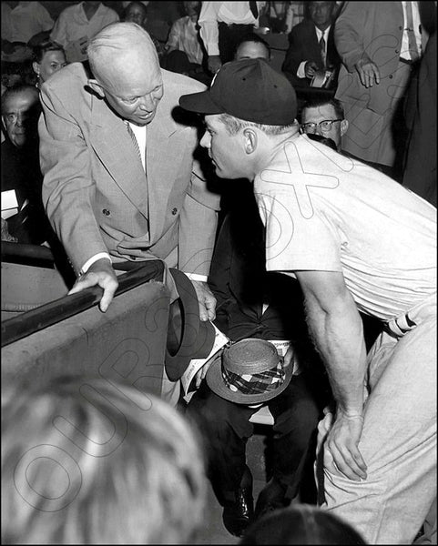 Mickey Mantle Dwight D Eisenhower 8X10 Photo - 1956 Yankees President - 11903