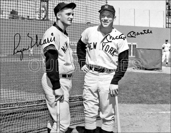 Mickey Mantle Roger Maris 11X14 Photo - Autographed New York Yankees - 11909