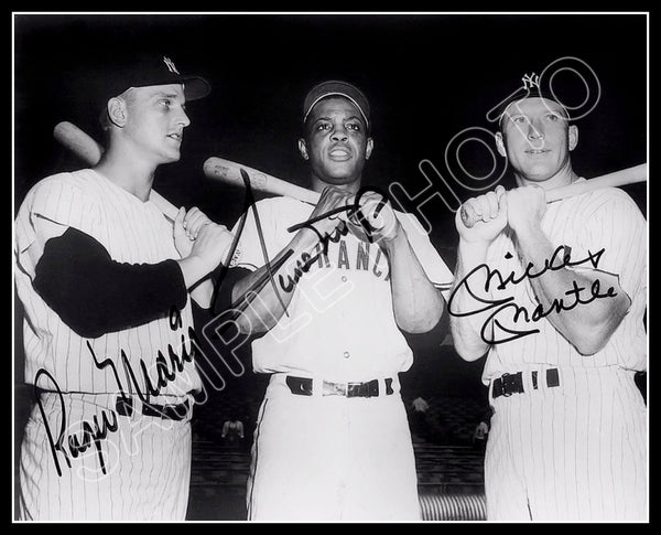 Mickey Mantle Willie Mays 8X10 Photo - Autographed Roger Maris Yankees Giants - 11916
