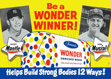 Mickey Mantle Stan Musial 1950's Wonder Bread Store Counter Standup Sign - Yankees Cardinals - 3295