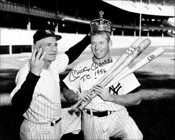 Mickey Mantle Casey Stengel 8X10 Photo - Autographed 1956 New York Yankees - 11924