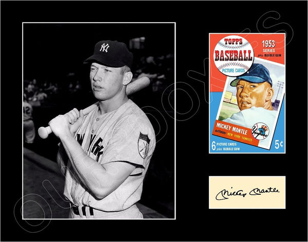 Mickey Mantle 1953 Topps Matted Photo Display 11X14 - New York Yankees - 1568