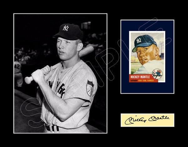 Mickey Mantle 1953 Topps Card Matted Photo Display 11X14 - Yankees - 1573