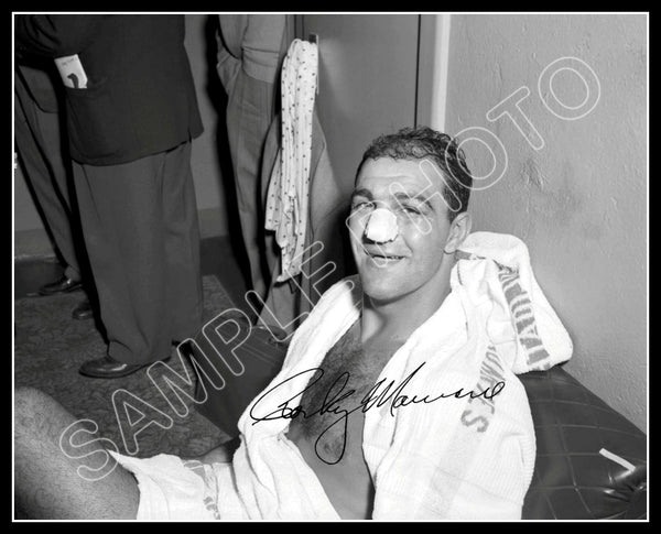 Rocky Marciano 8X10 Photo - Autographed Split Nose 1954 Heavyweight Champion - 924