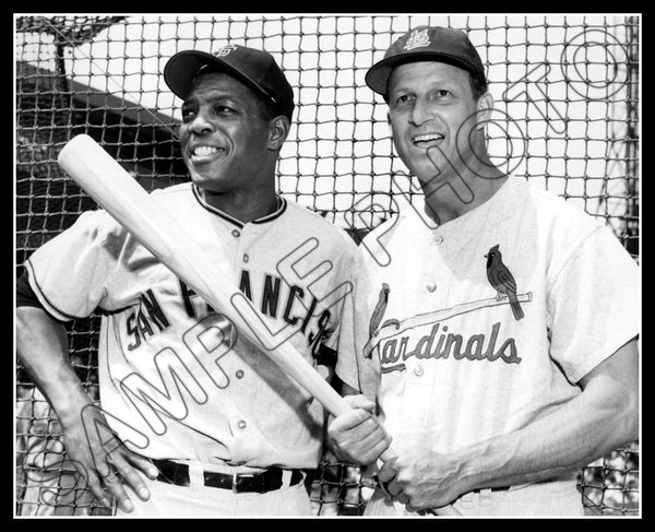 Willie Mays Stan Musial 8X10 Photo - 1961 Giants Cardinals - 11938