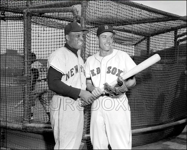Willie Mays Jimmy Piersall 8X10 Photo - 1955 Giants Red Sox - 11939