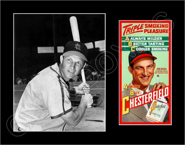 Stan Musial 1947 Chesterfield Matted Photo Display 11X14 - Cardinals - 1588