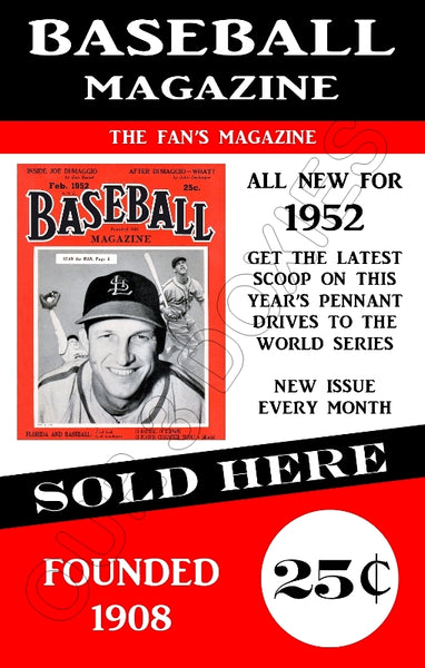 1952 Stan Musial Baseball Magazine Store Counter Standup Sign - Cardinals - 1589