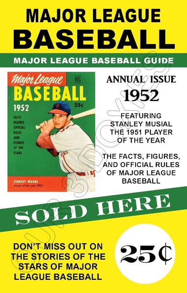 1952 Stan Musial Dell Baseball Guide Store Counter Standup Sign - Cardinals - 1591