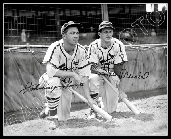 Stan Musial Johnny Hopp 8X10 Photo - Autographed 1944 St. Louis Cardinals - 11942