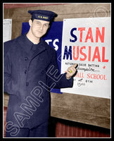 Stan Musial Colorized 8X10 Photo - 1945 St. Louis Cardinals Navy WWII - 599
