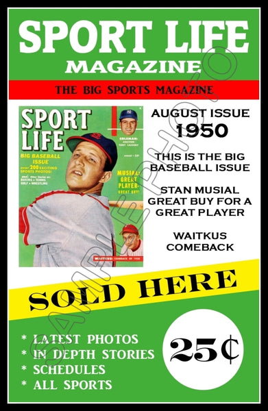 Stan Musial Poster 11X17 - 1950 Sport Life Magazine St. Louis Cardinals - 595