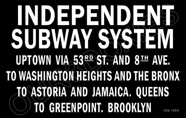 1935 New York Subway Sign Map Map Poster 11X17 - Bronx Queens Brooklyn - 2555