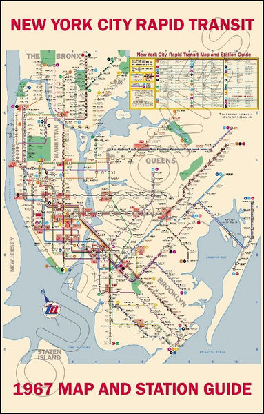 1967 New York Subway Map Poster 11X17 - 2553