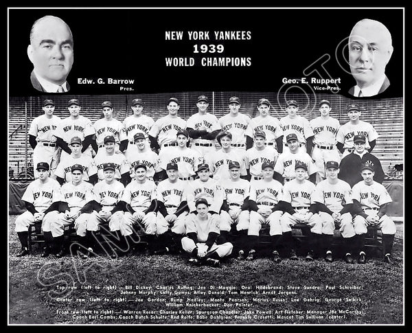1939 New York Yankees 8X10 Photo - Gehrig Dimaggio Dickey - 2157