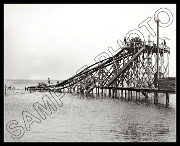 1904 Water Slide Lake Erie 8X10 Photo - Put-In-Bay Ohio - 2563