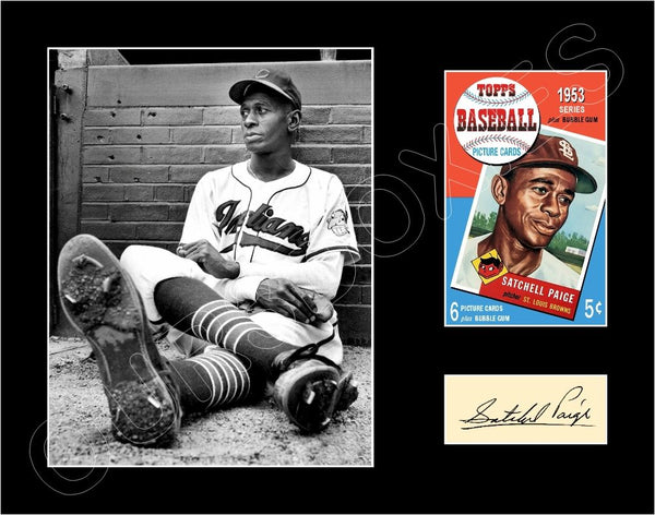 Satchel Paige 1953 Topps Matted Photo Display 11X14 - St. Louis Browns - 1594