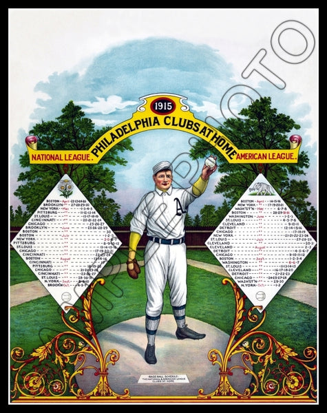 1915 Philadelphia Phillies Athletics A's 11X14 Photo - Home Schedules - 2164