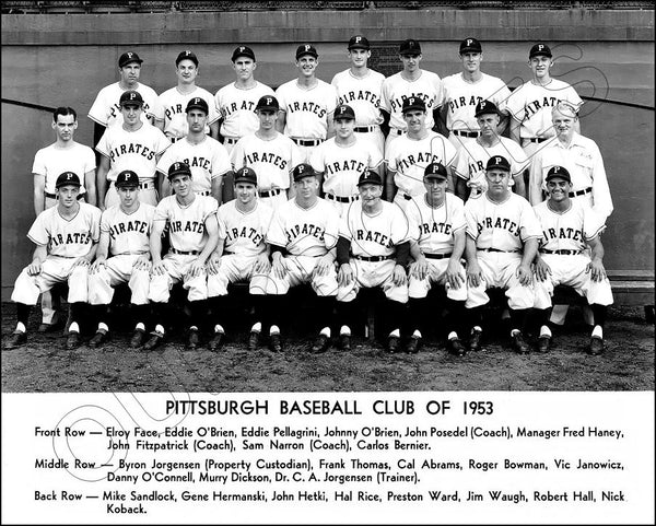 1953 Pittsburgh Pirates 8X10 Photo - Face Abrams O'Brien - 2171