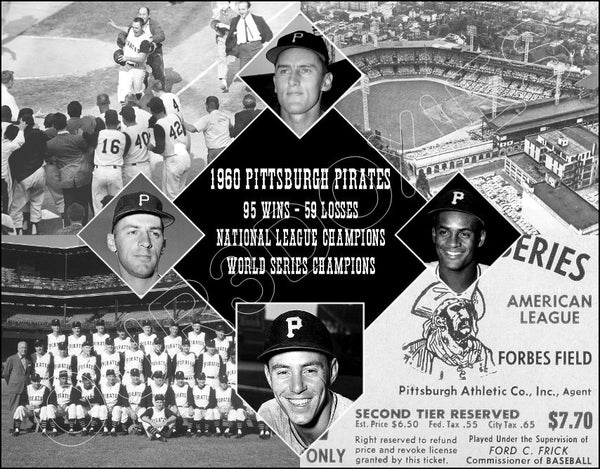 1960 Pittsburgh Pirates Diamond 11X14 Photo - Mazeroski Clemente Groat Law - 2166