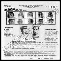 1933 Pretty Boy Floyd Fingerprint Card 7X7 Photo - 2914