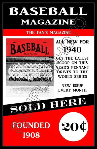 1940 Cincinnati Reds Baseball Magazine Poster 11X17 - 2181