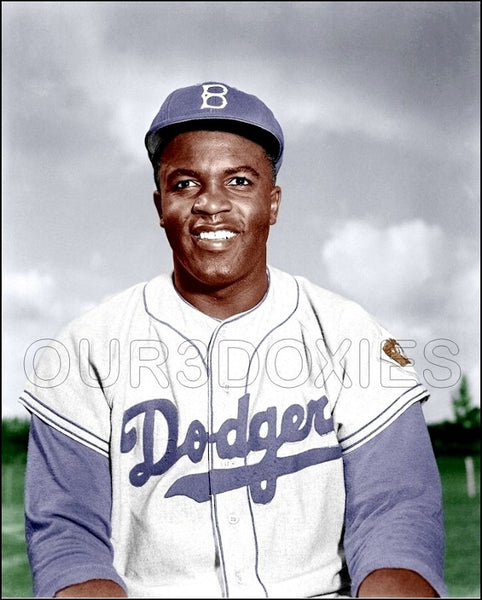 Jackie Robinson Colorized 8X10 Photo - Brooklyn Dodgers - 15