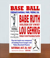 Babe Ruth Lou Gehrig Barnstorming Store Counter Standup Sign - 1927 Fresno California Yankees - 2029