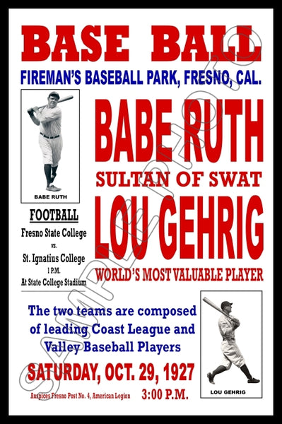 Lou Gehrig and Babe Ruth Poster