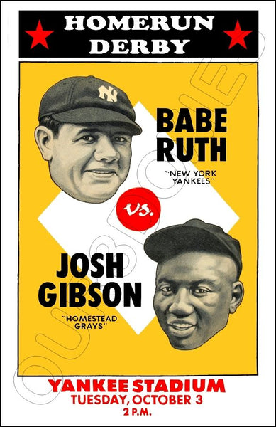 Babe Ruth Josh Gibson Poster 11X17 - Homerun Derby Yankee Stadium - 2032