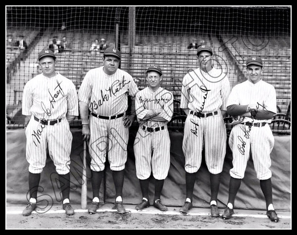 Babe Ruth Miller Huggins 11X14 Photo - Autographed Hoyt Meusel Shawkey 1927 Yankees - 2036