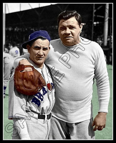 Babe Ruth Rabbit Maranville Colorized 8X10 Photo - 1935 Boston Braves - 2041
