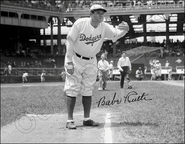 Babe Ruth 11X14 Photo - Autographed 1938 Brooklyn Dodgers - 1392
