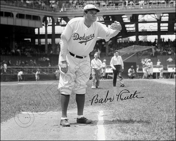Babe Ruth 8X10 Photo - Autographed 1938 Brooklyn Dodgers - 1391