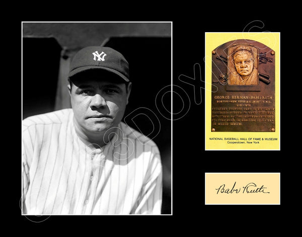 Babe Ruth Hall Of Fame Postcard Matted Photo Display 11X14 - Yankees - 1610