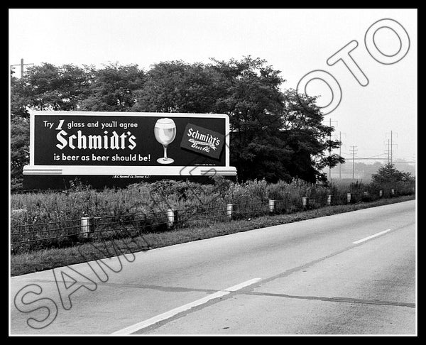 Schmidt's Beer Billboard 8X10 Photo - Tullytown Pennsylvania 1952 - 2271