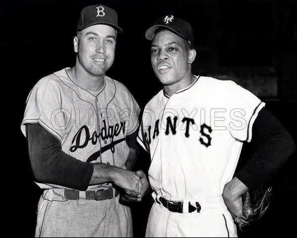 Willie Mays Duke Snider 8X10 Photo - 1954 Dodgers Giants - 2060