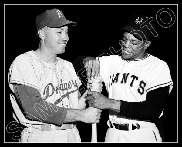Willie Mays Duke Snider 8X10 Photo - 1954 Dodgers Giants - 2061