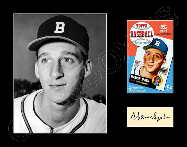 Warren Spahn 1953 Topps Matted Photo Display 11X14 - Boston Braves - 1613
