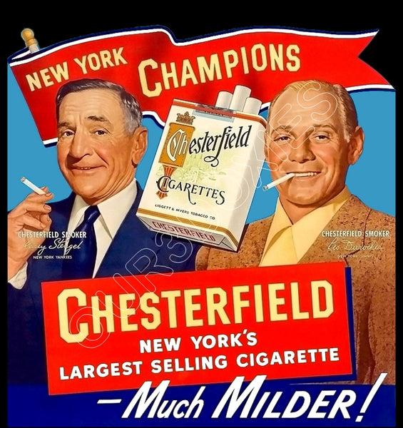 1951 Casey Stengel Leo Durocher Chesterfield Die Cut Store Counter Standup Sign - Yankees Giants - 2103