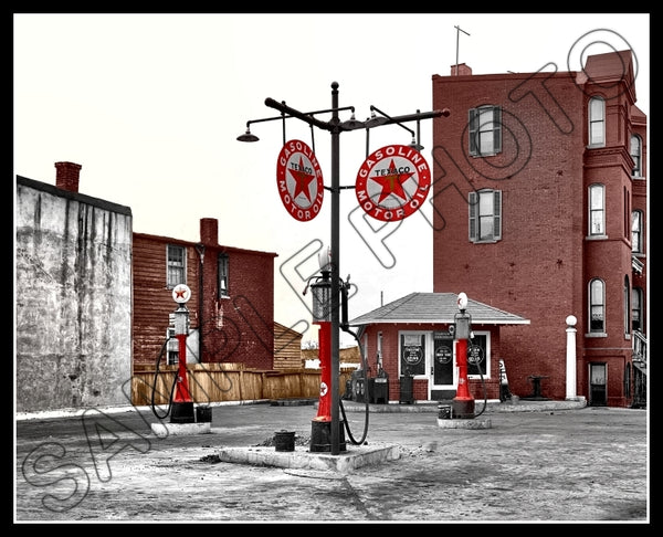 1925 Texaco Gas Station Colorized 8X10 Photo - 3038