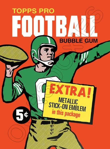 1960 Topps Football Wax Pack Wrapper Store Counter Standup Sign - 3010