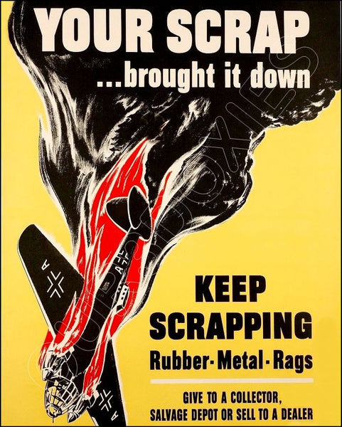 1942 WWII Poster Photo 8X10 Photo - Keep Scrapping - 3126