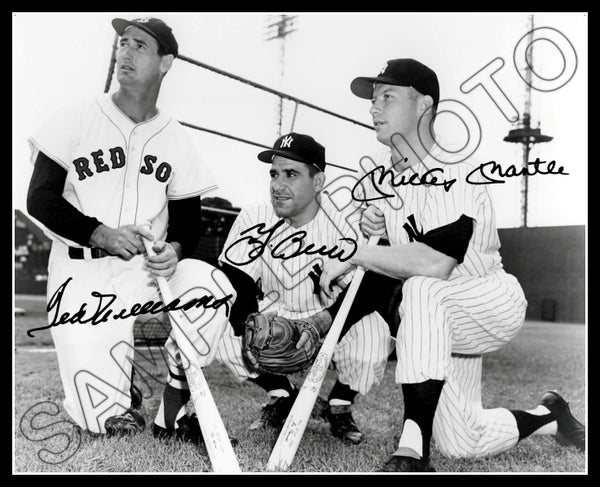 Mickey Mantle Ted Williams 8X10 Photo - Autographed Yogi Berra Red Sox Yankees - 2079