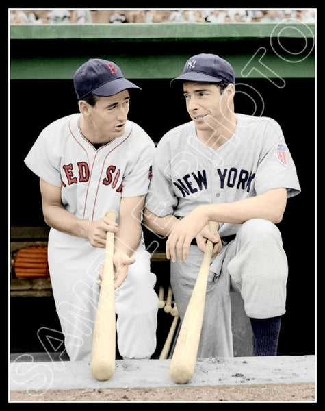Ted Williams Joe Dimaggio Colorized 11X14 Photo - Red Sox Yankees - 2082