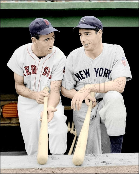 Joe Dimaggio of the NY Yankees and Ted Williams of the Boston 