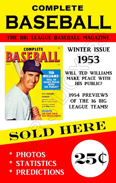 Ted Williams 1953 Complete Baseball Magazine Store Counter Standup Sign - Red Sox - 1621