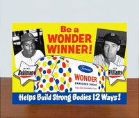 Jackie Robinson Ted Williams 1950's Wonder Bread Store Counter Standup Sign - Dodgers Red Sox - 3297